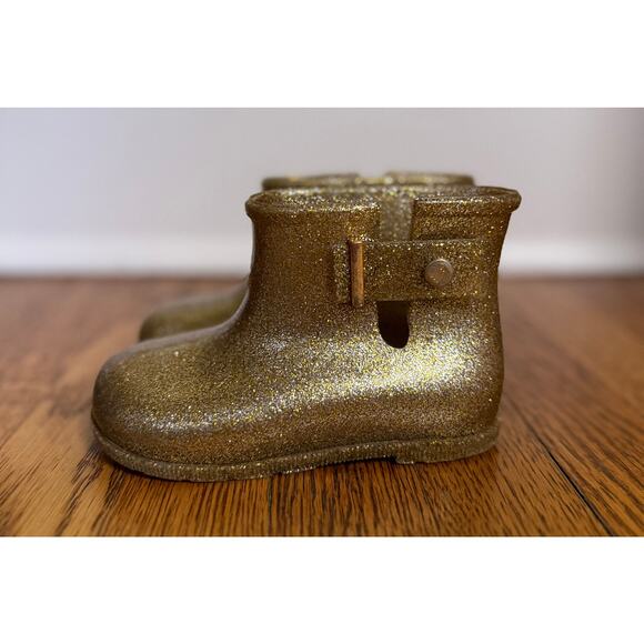 Mini Melissa Girls' Gold Boots Size 6 Toddler - Picture 1 of 6